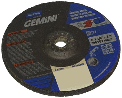 Norton Gemini Depressed Center Abrasive Wheel, Type 27, Aluminum Oxide, 3/8
