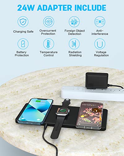 Zealsound Wireless Charger 3 In 1, Wireless Charging Pad 10W Fast Charging Station For Apple Iwatch, Airpod,14/13Pro Max/13/12/11/11 Pro/X/Xr/Xs/8/Samsung Galaxy Phone(24W Dc Power Supply Include) #TOP2