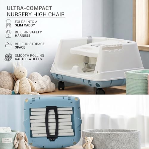 Image of Baybee 4 in 1 Convertible High Chair for Kids | Foldable Baby Feeding Chair with Safety Harness, Adjustable Tray, Booster Seat | Easy to Clean, Portable Dining Chair (Blue)