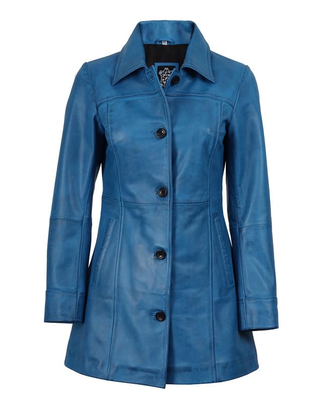 Image of Blingsoul Women's Lambskin Leather Car Coat - Vintage Real Long Leather Jacket for Women
