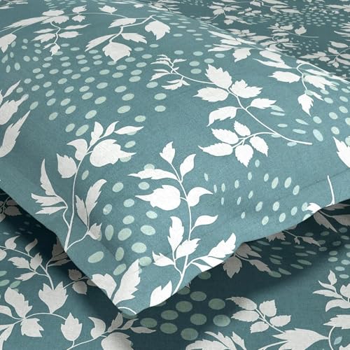 Image of Haus & kinder Double Bedsheet for Queen Size Bed | 90 x 100 Inches 144 TC Cotton Bedsheet for Double Bed with 2 Pillow Covers - Green Foliage