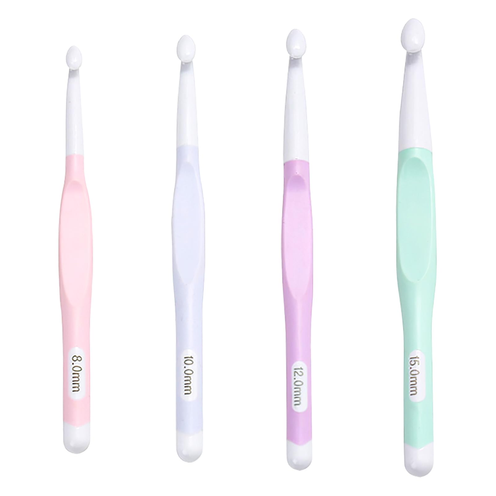4pcs Large Crochet Hooks Set, 8mm 10mm 12mm 15mm Ergonomic Crochet Hooks Set,Large Sizes Needles for Chunky Yarn,Blanket,Shawl and Carpet