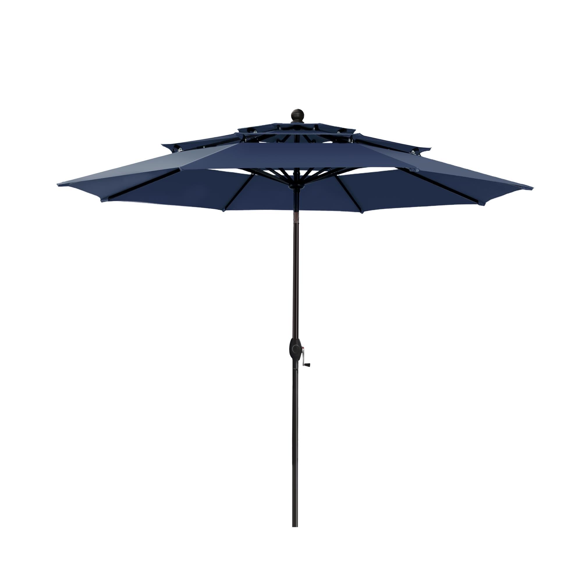 PHI VILLA Sonnenschirm Balkon Groß 300cm Balkonschirm Garten Terrasse Gartenschirm mit Kurbel UV Schutz Parasol Windfest