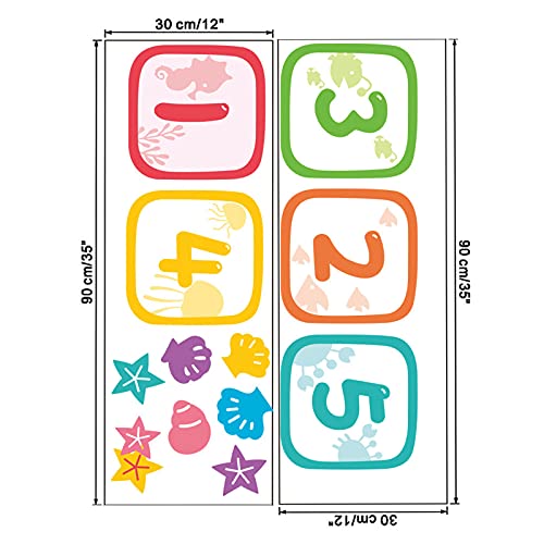 Image of HUANLE Kids DIY Lattice Floor Sticker Hopscotch Footprint Home Decor Number Brain Games Sticker Digital Pathway Art Floor Tile Decals Puzzle Games Party Social Decor for Baby Room Classroom Nursery
