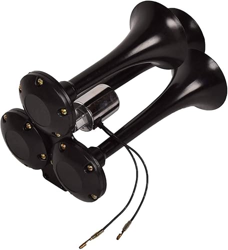 Miniatura 6 de TOPAZ Train Air Horn 3 trompetas negro para camión, coche, SUV, sonido fuerte, 12 V24 V