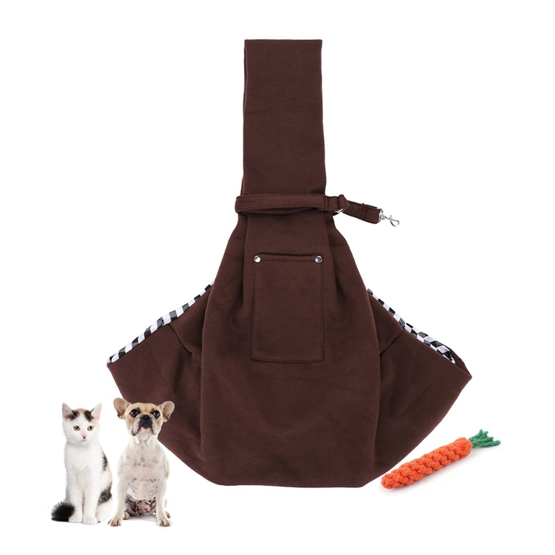Treer Puppy Carrier Hands-Free Dogs Carrier 5kg Dog Carriers for Small Dogs, Wide-Shoulder Strap Cat Rabbit Puppy Sling for Outdoor Party Travel (One size,Coffee)