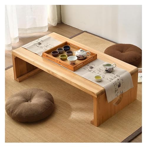 Table basse japonaise durable en bois rétro avec rangement intégré