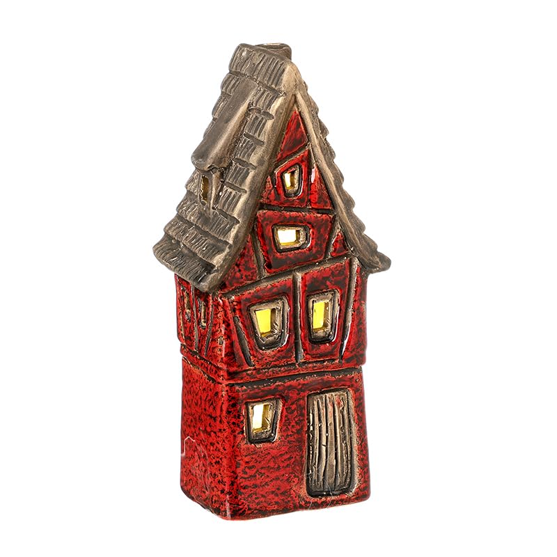 Maison de Noël en céramique rouge pour habiller votre cheminée et vos étagères cet hiver