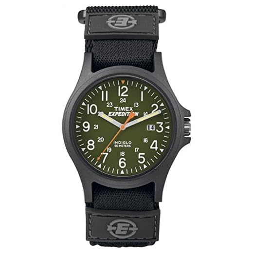 Timex Men's TW4B00100 Expedition Acadia Green/Black Fast Wrap Velcro Strap Watch