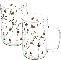 WOLFF - Conjunto 2 Canecas de Vidro Borossilicato Resistente a Calor Bouquet 280ml