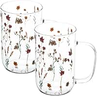 WOLFF - Conjunto 2 Canecas de Vidro Borossilicato Resistente a Calor Bouquet 280ml