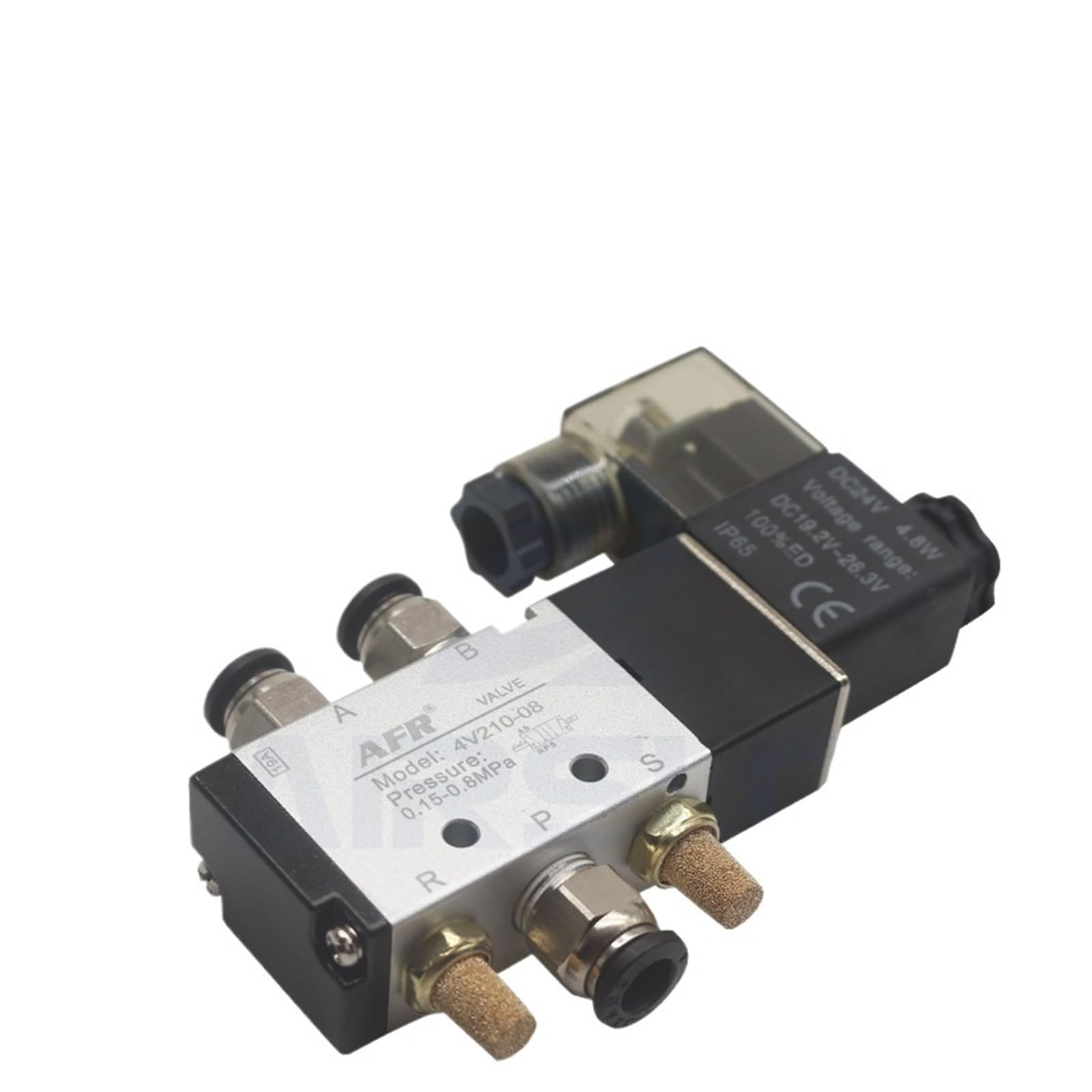 1pcs 4v210-08 air valve Single Coil 2 Position 5 Way Pneumatic valve Air Solenoid Valve 12V 24V 110V 220V electric valve magnet valve(With 6mm Fitting,AC110V)
