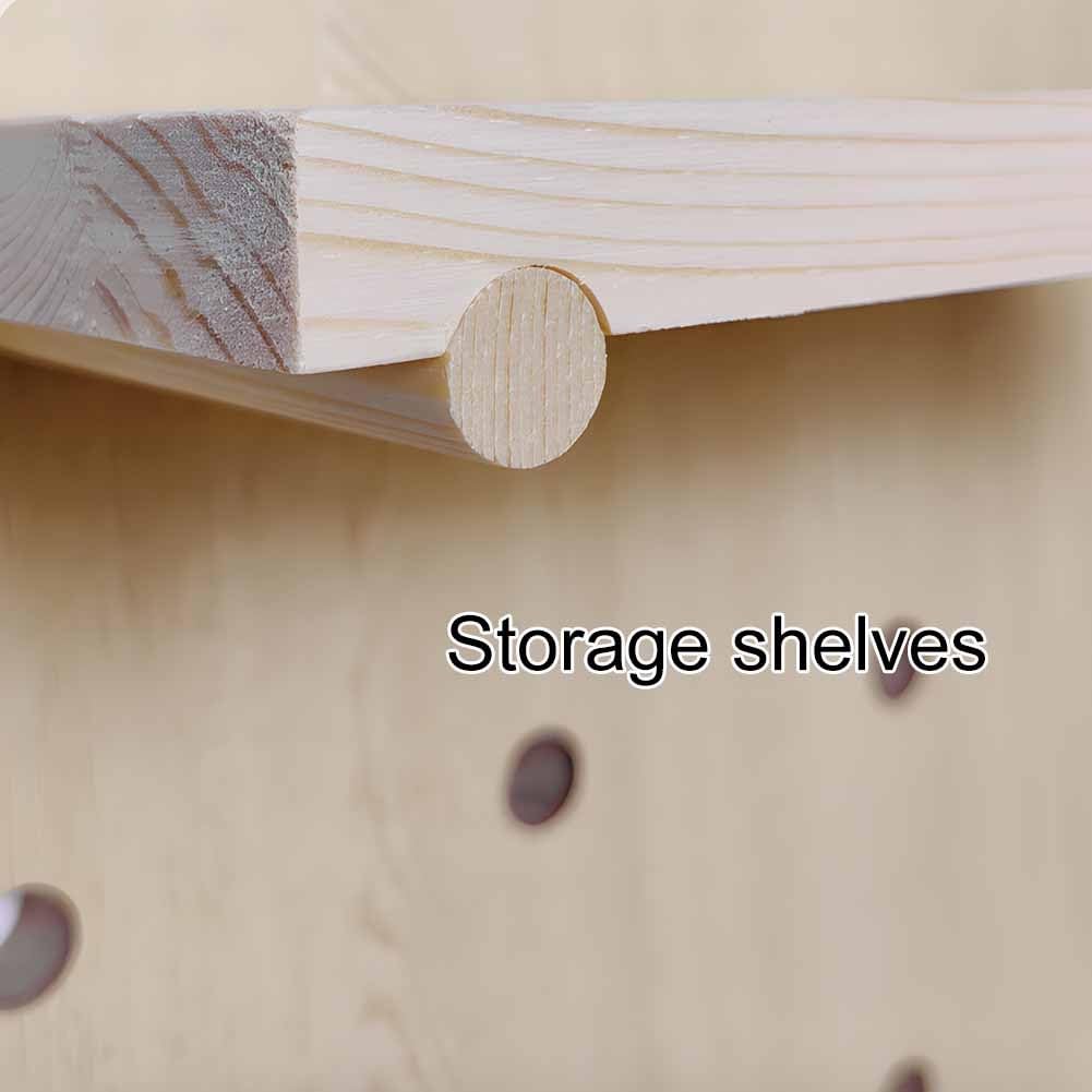 Genérico Wolnostojący perforowany stojak na drewno: mobilny organizer na ozdoby i narzędzia, uniwersalne panele do przechowywania 50 x 50 cm, eleganckie rozwiązanie z białą perforowaną tablicą.