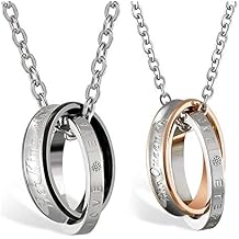 OIDEA 2pcs Stainless Steel Cubic Zirconia His Queen Her King Crown Ring,Dog Tag Pendant Necklace,Rosegold,Black,Sliver for Christmas Valentines Gifts