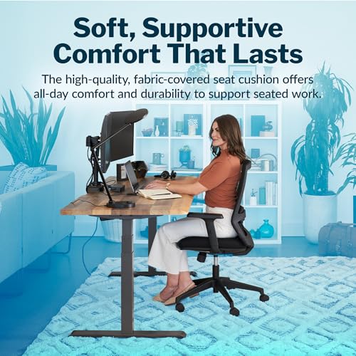 Image of Vari Essential Task Chair - Varidesk Ergonomic Home Office Chair with Comfortable Mesh, Lumbar & Back Support, Adjustable Height - Ideal for Computer Desk - Easy Assembly - Black