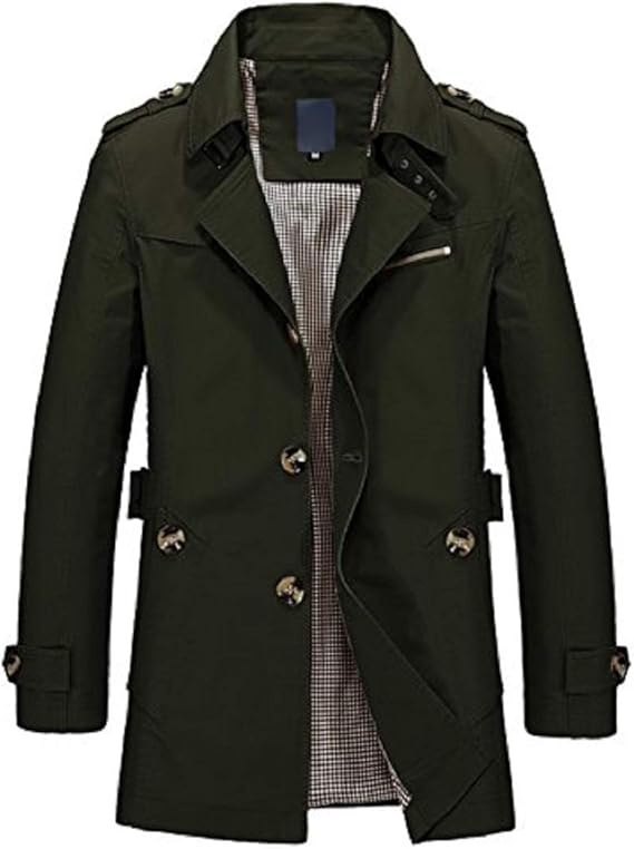 Cicilin Men's Trench Coat Short Single Breasted Lightweight