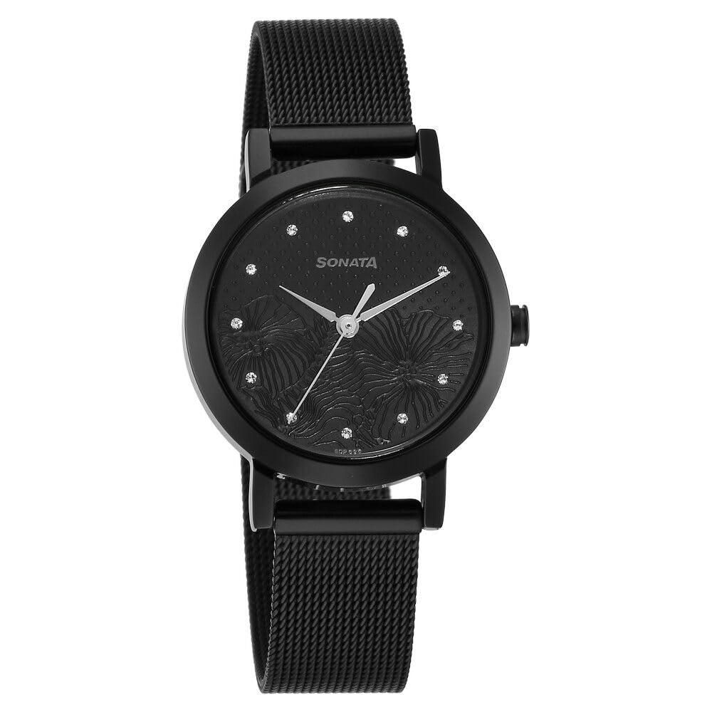 Sonata Quartz Analog Black Stainless Steel Strap for Women-8174NM02 (B0CSPGNZXN) Amazon Price History, Amazon Price Tracker