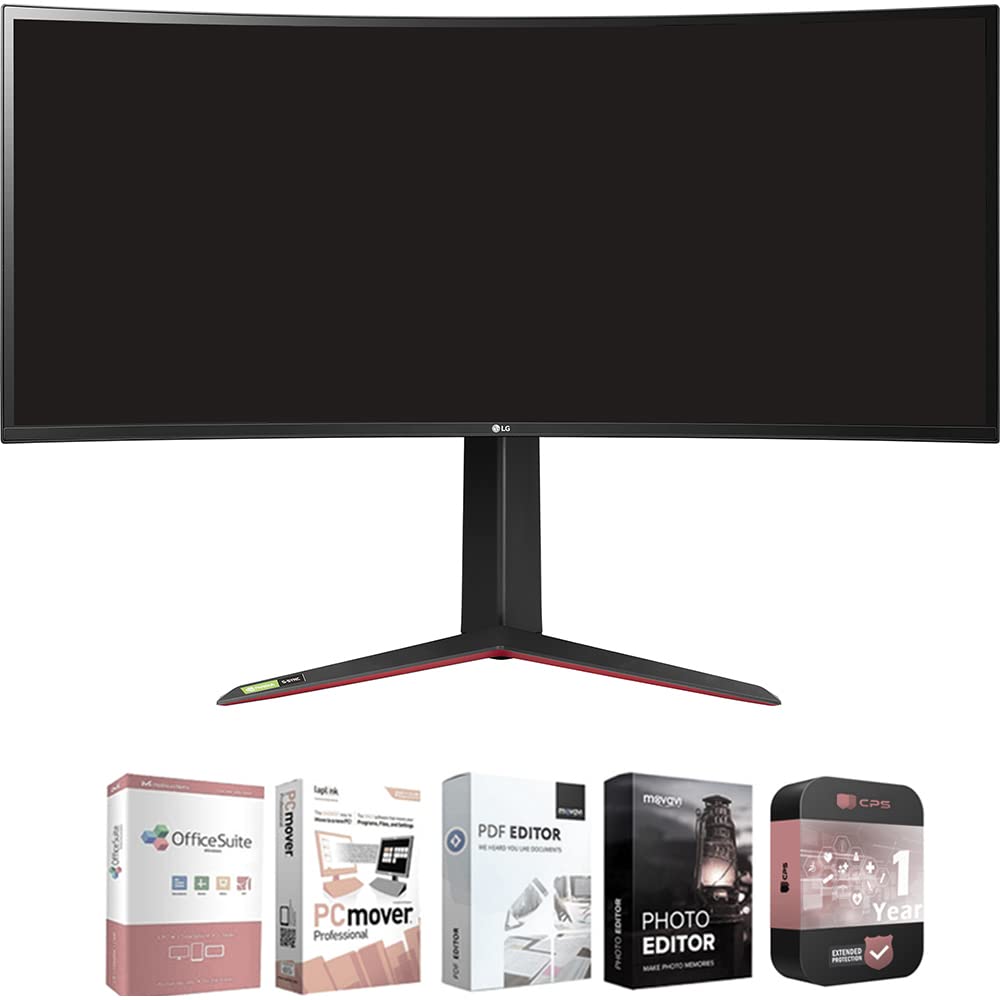 LG 34GN850-B Ultragear 34 inch QHD 3440x1440 21:9 Curved Gaming Monitor Bundle with 1 YR CPS Enhance