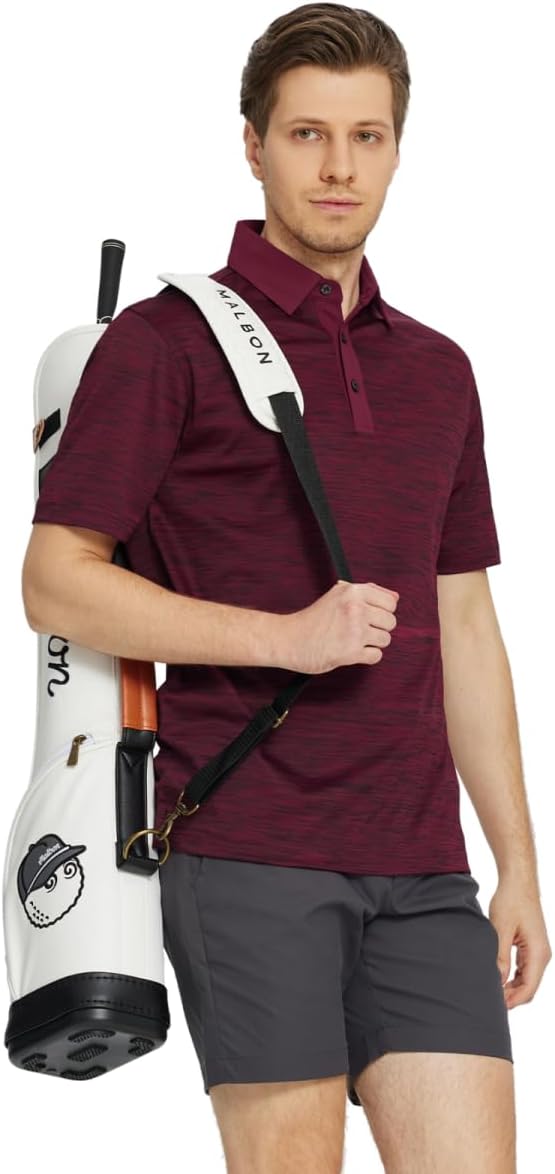 M MAELREG Golf Shirts for Men Dry Fit Short Sleeve Casual Performance Moisture Wicking Heather Pique Collared Polo Shirts
