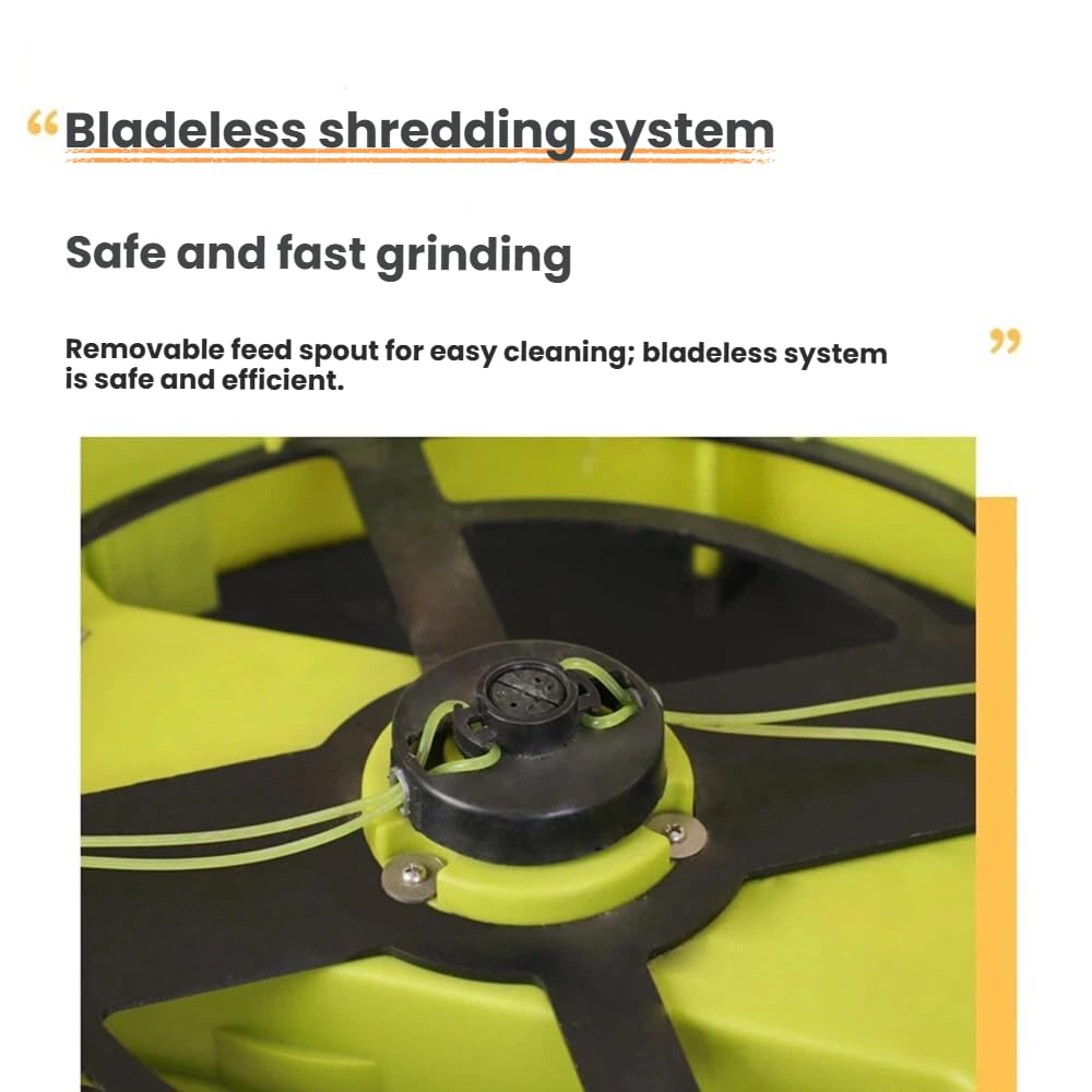 Trituradora De Madera Eléctrica para Facilitar La Limpieza del Jardín, Trituradora De Hojas Eléctrica Sin Cuchillas De 2500 W con Ruedas, 8000 RPM Compost para Hojas Nopowercord