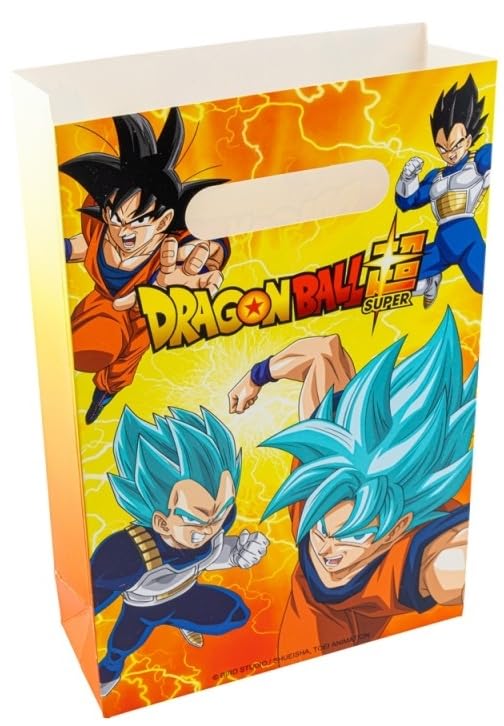 Dragon Ball Z Super™ Party Paper Bags – Set of 4, 15.8 cm × 23.6 cm Disposable Themed Favor Bags for Birthdays, Anime Parties & Celebration Gifts