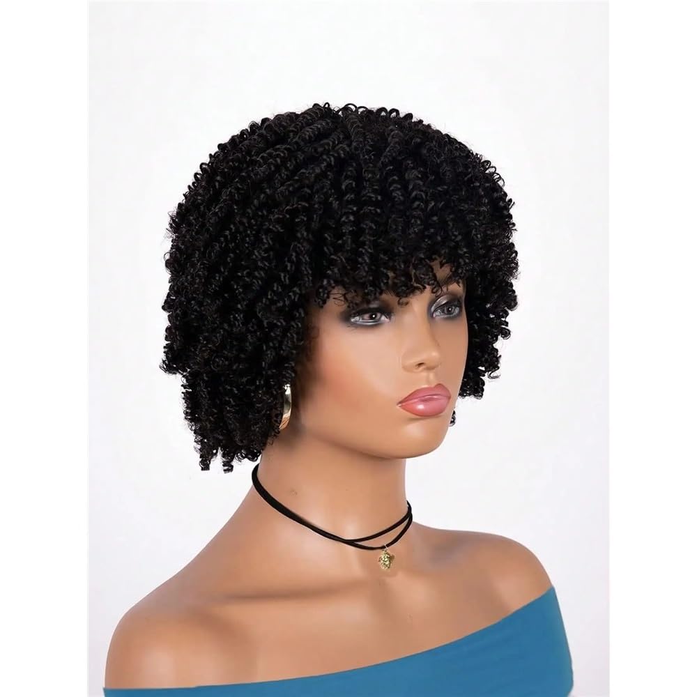 Szare peruki syntetyczne z grzywką dla kobiet, kręcone peruki afro do noszenia na co dzień, miękkie i naturalne (kolor czerwony)