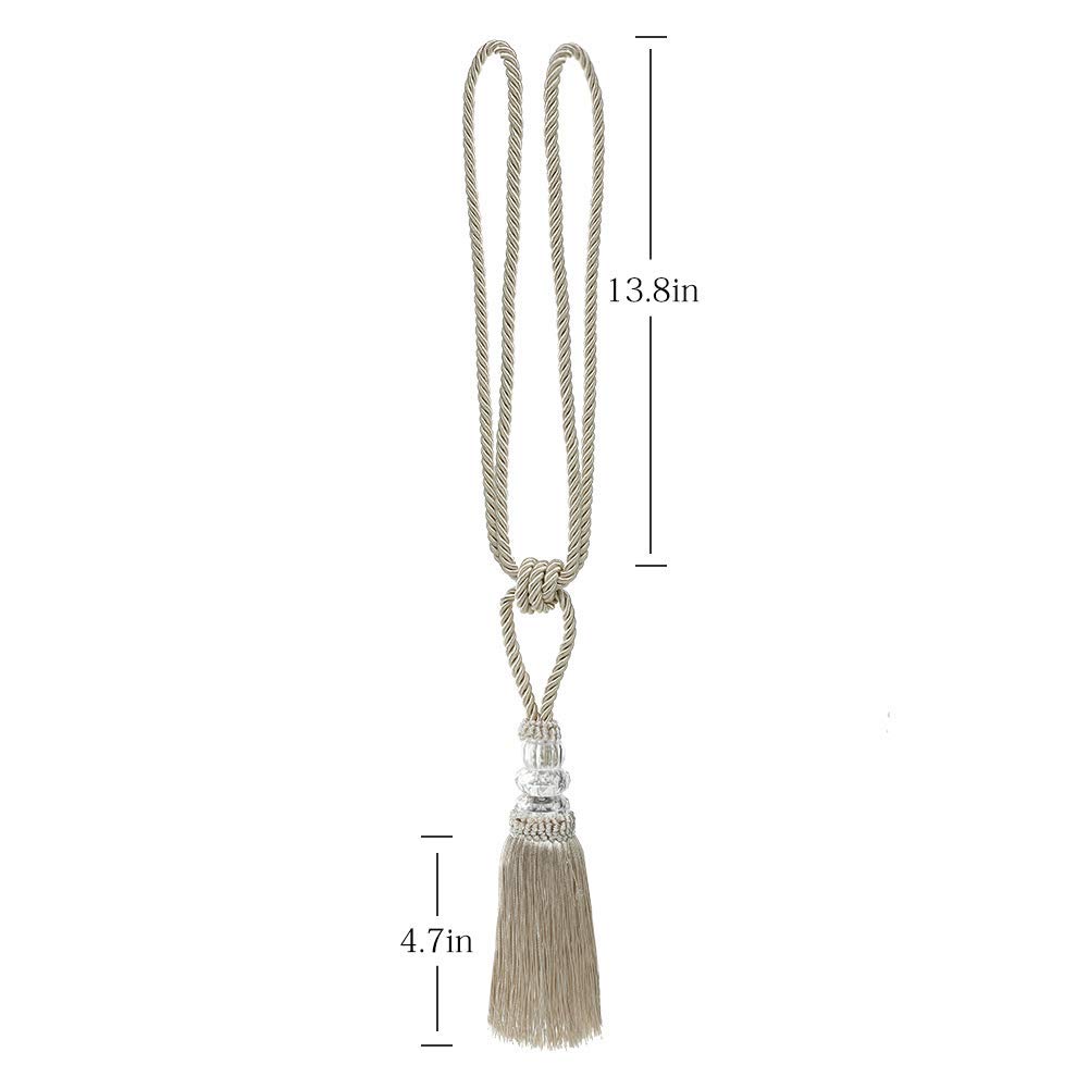 embrasses de Rideaux Lot de 4 embrasses à Pompons en Cristal for la décoration intérieure(Beige)