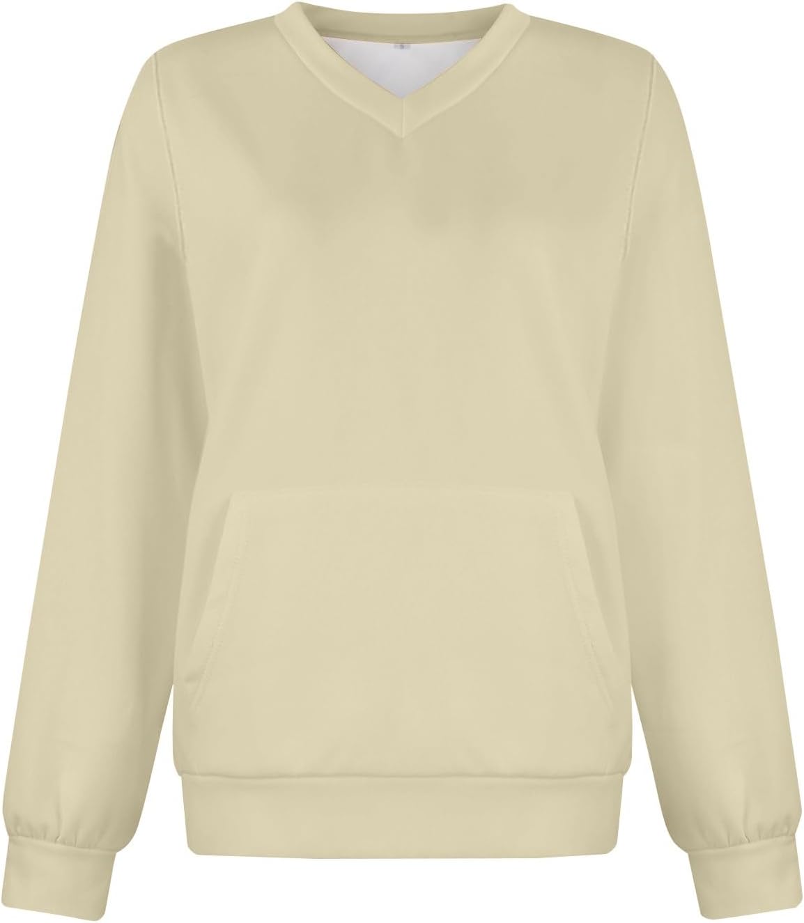 Womens V Neck Sweatshirt No Hood Fleece Sweat Shirts Women Long Sleeve Vneck Soft Pullover Sweatshirts with Pockets - Image 3