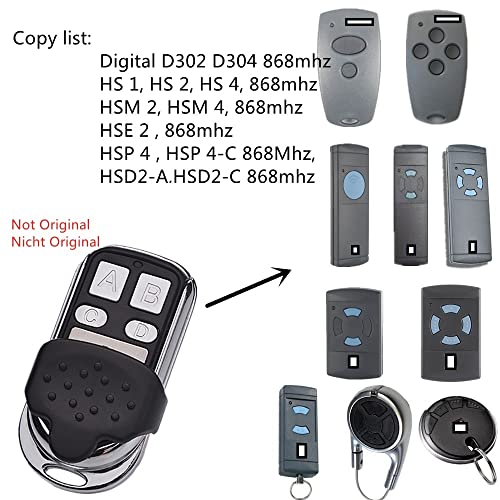 Krawnxin Remote Control Compatible with Hormann Handsender HSM2 HSM4 HSE2 Compatible with Marantec Digital D302 D304 868MHz Transmitter - Image 2