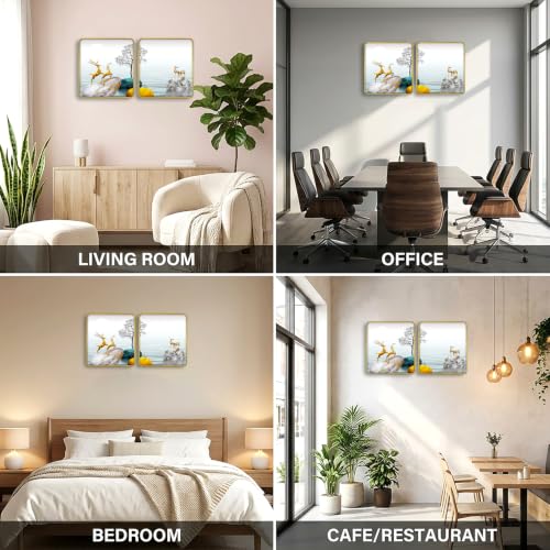 Image of RANDOM Premium Square Wall Painting Set of 2, 38 x 38 cm