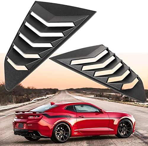 Side Window Louvers Fit for Chevy Camaro 2016 2017 2018 2019 2020 2021 ABS 2 Piece Window Left/Right Matte Finish Racing Style Lambo Style (Black)