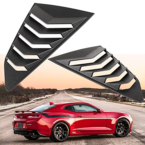 Side Window Louvers Fit For Chevy Camaro 2016 2017 2018 2019 2020 2021 Abs 2 Piece Window Left/Right Matte Finish Racing Style Lambo Style (Black) #TOP2