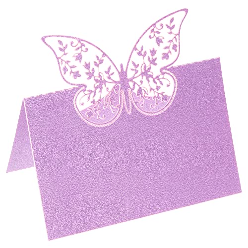 PATIKIL Table Name Place Cards, 25Pcs Favor Decor Hollow Butterfly Cut Design Blank Card for Wedding Party Seating Place Cards, Purple by PATIKIL - Used condition - US$7.25