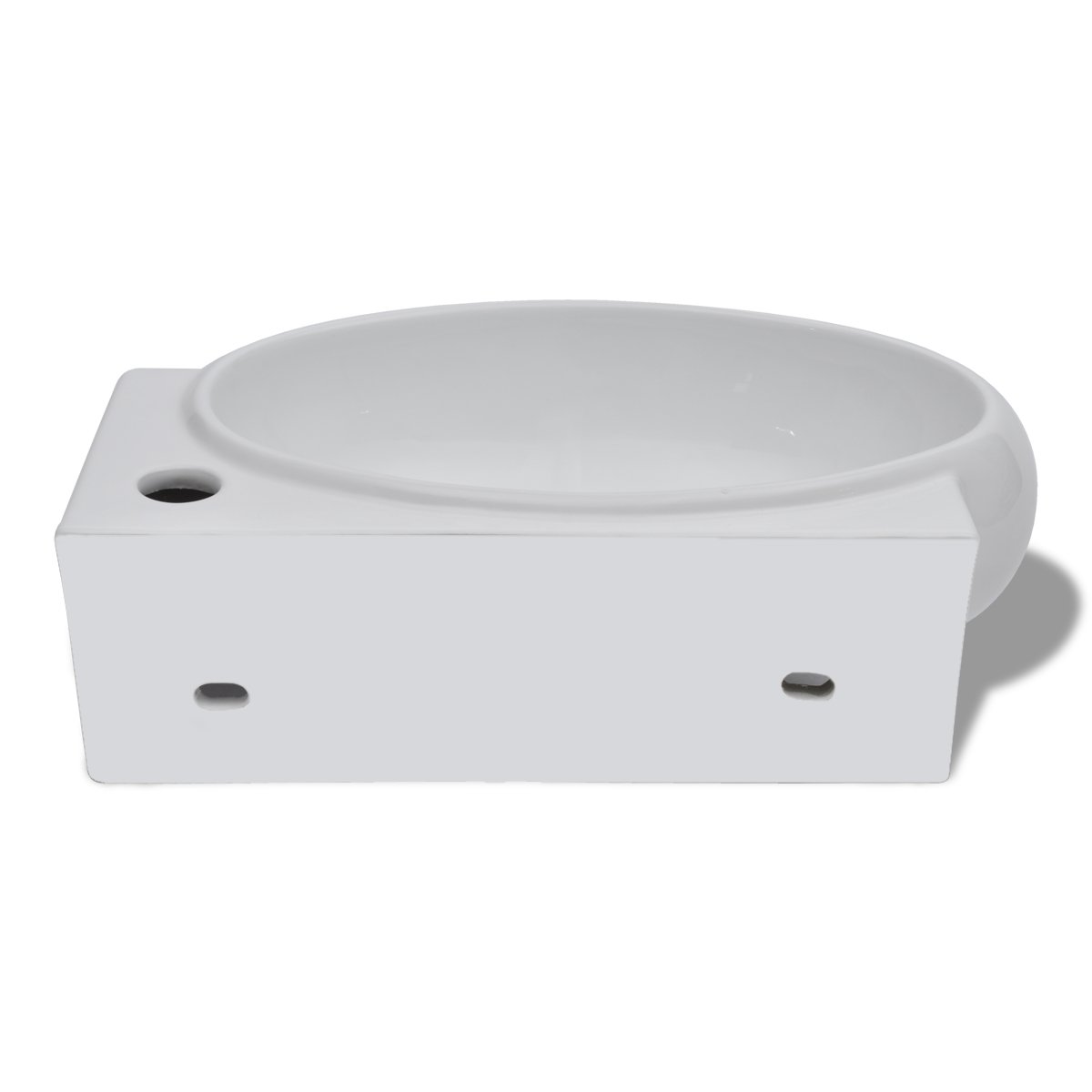 vidaXL Lavabo Ovalado Agujero Grifo y Desbordamiento Cerámica Blanco Lavamanos