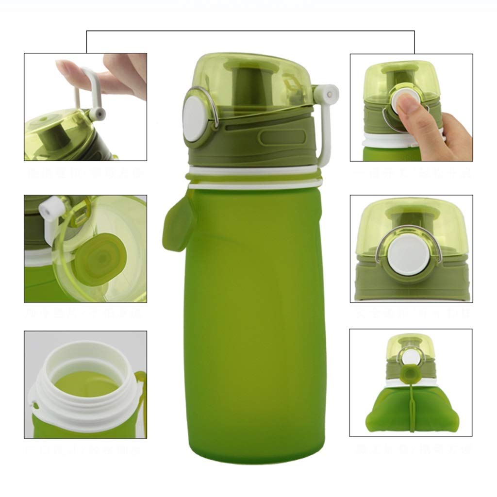 Bottiglia d'Acqua Pieghevole, Portatile for Alpinismo Campeggio Regolabile (5 Colori)
