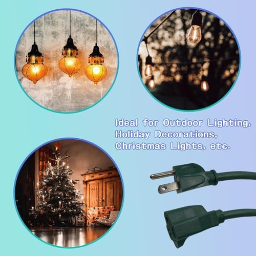 GREATIDE Indoor Outdoor Extension Cord 6 FT, 16/3 SJTW Weatherproof Green Electrical Cords, 13 AMP Heavy Duty 3 Prong Power Cable Great for Garden, Landscaping & Holiday Decorations — view 6