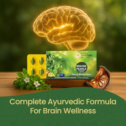 Image of Kerala Ayurveda Brahmi Pearls | Ayurvedic Brain Tonic & Memory Booster with Brahmi for Focus, Mental Clarity & Stress Relief | Ghee-Based Brain Wellness | 40 Capsules (Pack of 2)