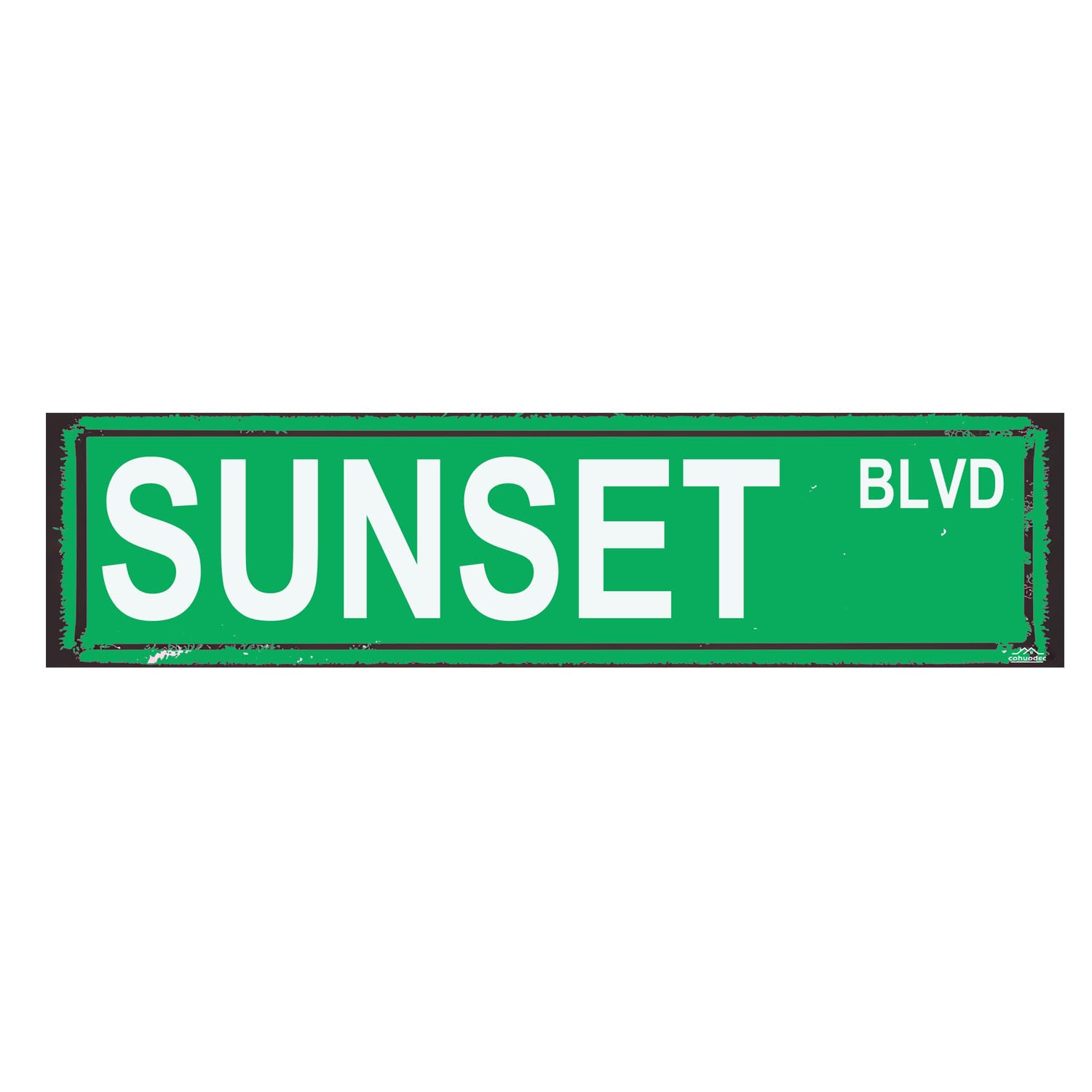 Sunset Blvd Rustic Coastal Metal Sign - 4x16 Inch Beach Street Decor - Ocean View Wall Art - Nautical Gift for Beach House & Sunset Lovers