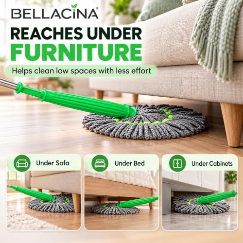 Image of 2-in-1 Self Wringing Floor Mop - Durable Plastic, Multicolor, Easy‑Grip Handle, Wet & Dry Cleaning for Tile, Wood, Laminate & Vinyl Floors - Ideal for Home, Kitchen, Bathroom & Office