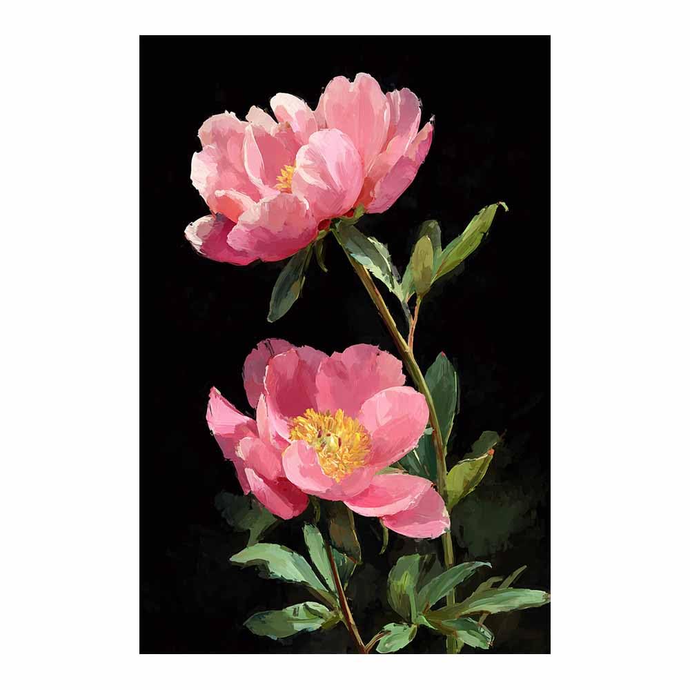 Xeniou Multicolor Flowers Wall Canvas Pink Peony Oil Painting Canvas Wall Art, For Bedroom Bathroom Living Room Home Wall Decor(Multicolor)-80X120cm Unframed