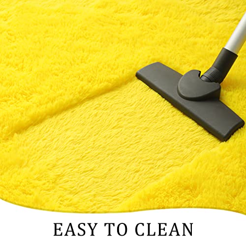 Chicrug Soft Runner Rug For Bedroom Living Room Plush Fluffy Rug 2X6 Feet, Shag Furry Runner Rug Carpet Non Shedding For Nursery Children Kids Girls Room Home Decorative, Yellow #TOP6