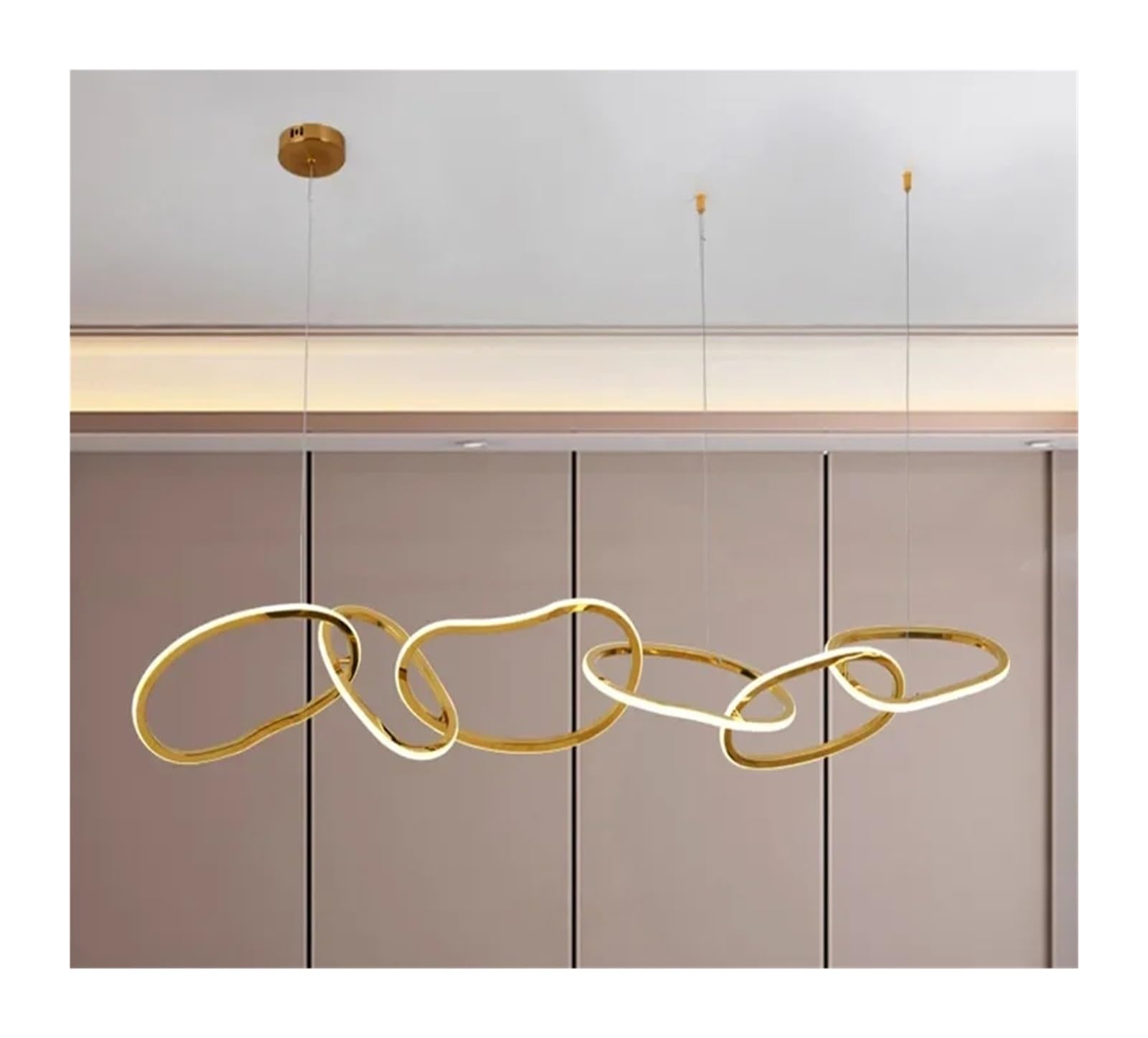 RRJJ Modern Gold Dine Dining Room Chandelier Indoor Lighting Ceiling Lamp Hanging Light Fixture Pendant Lights Lamps Compatible with Living Room,Led Ceiling Pendant Lamp