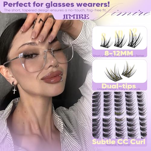 Image of Natural Lash Clusters Wispy 8-12MM Short Eyelash Clusters CC Curl 120Pcs | Wispy Cluster Eyelash Extensions Thin Band Individual Cluster Lashes DIY Lash Extensions for Soft Glam Makeup Look Daily Wear