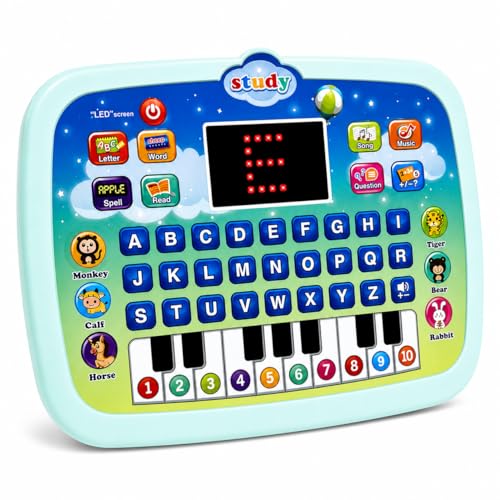 STOULKD Toddler Learning Tablet for 1 2 3 Year Old, ABC Spelling & Speech Learning Toy with Piano...