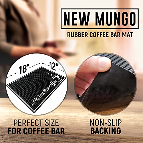 New Mungo Coffee Bar Mat - Coffee Bar Accessories For Coffee Station, Coffee Accessories, Coffee Bar Decor, Coffee Decor - Ok, But First Coffee Maker Mat For Countertops - Rubber Mat - 18”X12” #TOP1
