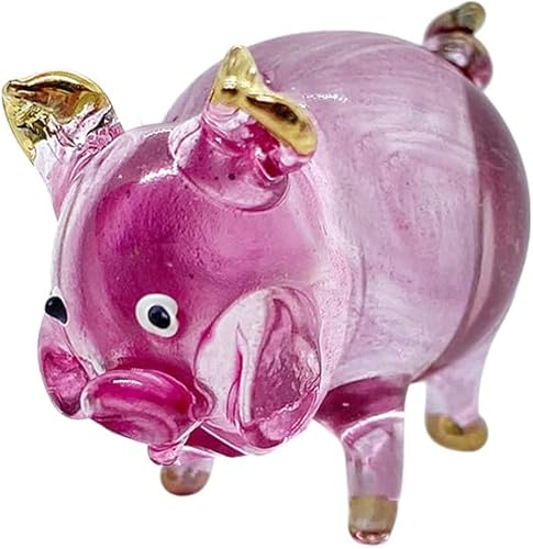 Miniatura 6 de Pequeña figura de cerdo de pie de oro rosa de 1.0 pulgadas de largo Cerdos de vidrio pintado a mano soplado a mano, cerdos cerdos, animales de