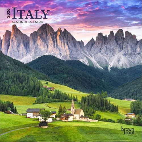 Italy | 2026 7 x 14 Inch (Hanging) Monthly Mini Wall Calendar | BrownTrout | Scenic Travel Europe Italian Venice Rome
