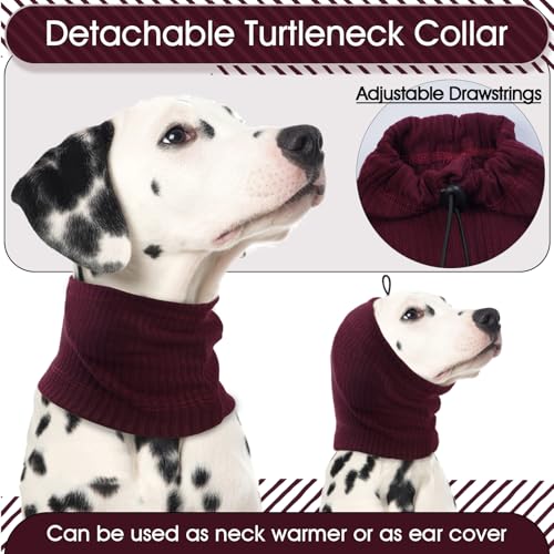Hundeshirt Grosse Hunde, XL Hundepullover Groß Hunde Hundejacke Große Hunde Sweater für Groß Hunde Weihnachtspullover Hundemantel Strick mit Ohrenwärmer für Hunde(Weinrot, XL)