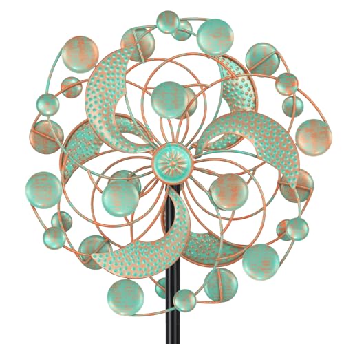 Wind spinner résistant à la rouille avec socle 5 branches pour déco extérieure - 2