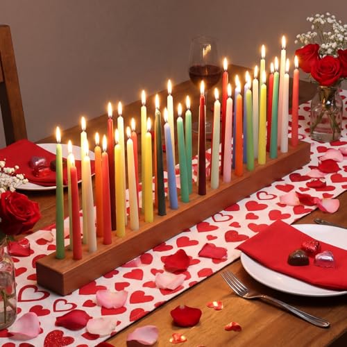 Mumufy 36 Inch Wooden Taper Candle Holder Long Candlestick Holders